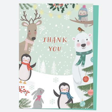Christmas Thank You Open Out Cards - Polar Pals - Pack of 10