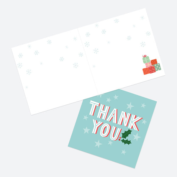 Christmas Thank You Open Out Cards - Yuletide Typography - Pack of 10