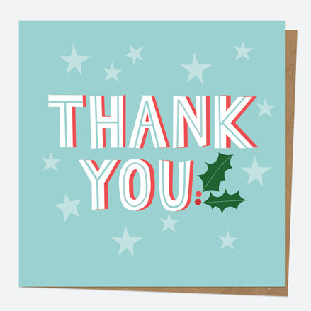 Christmas Thank You Open Out Cards - Yuletide Typography - Pack of 10