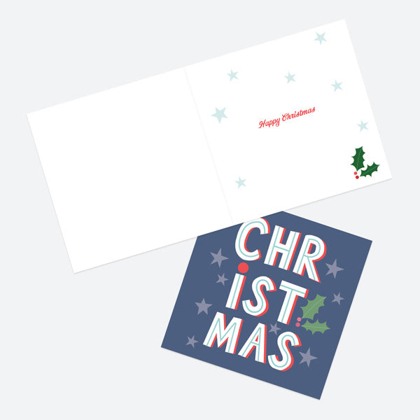 Christmas Cards - Yuletide Typography - Mixed Pack of 12