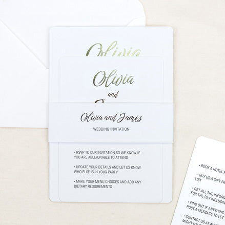 Classic Romance - Foil Wedding Invitation & Information Card Suite