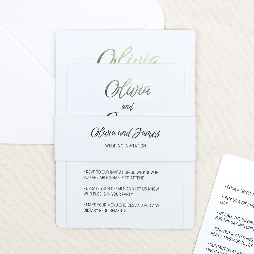 Classic Script - Foil Wedding Invitation & Information Card Suite