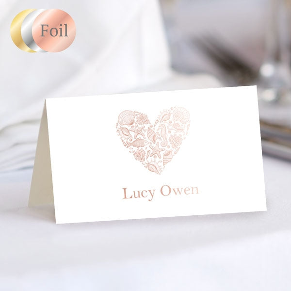 Coastal Heart Foil Place Card