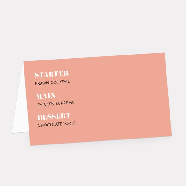 Colour Block Typography Place Card
