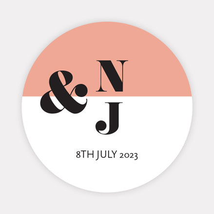 Colour Block Typography Wedding Stickers - Pack of 35