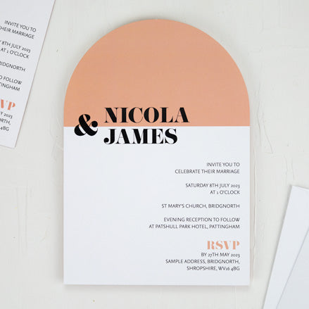 Colour Block Typography Wedding Invitation