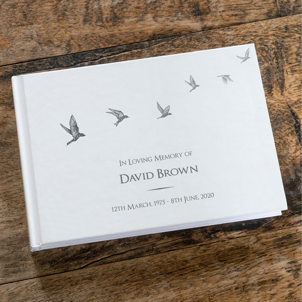 Condolence Guest Book - Grey Flying Birds