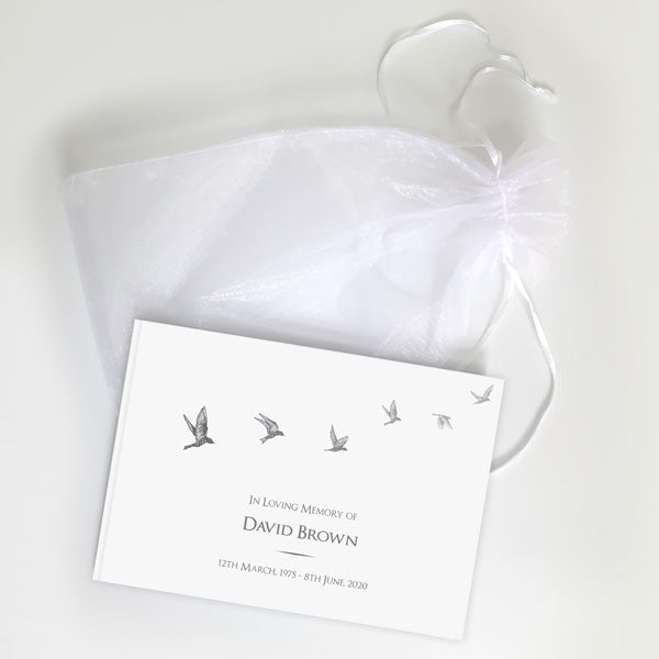 Condolence Guest Book - Grey Flying Birds