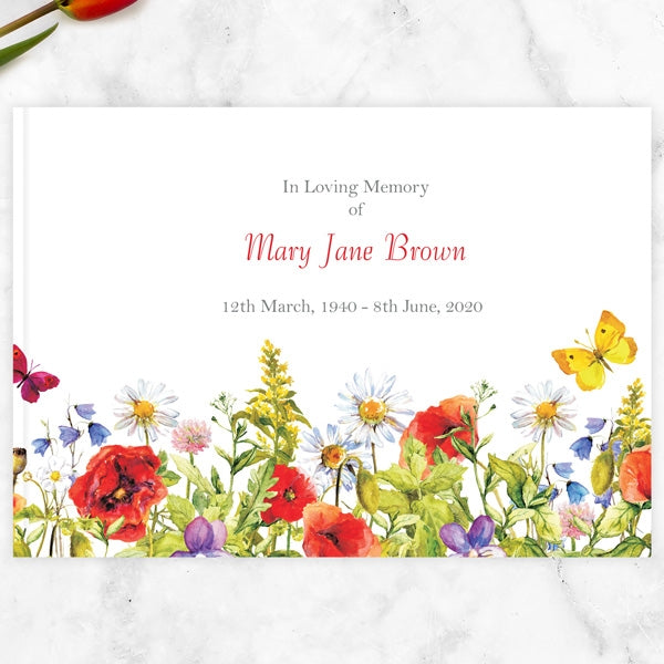 Condolence Guest Book - Poppy Meadow