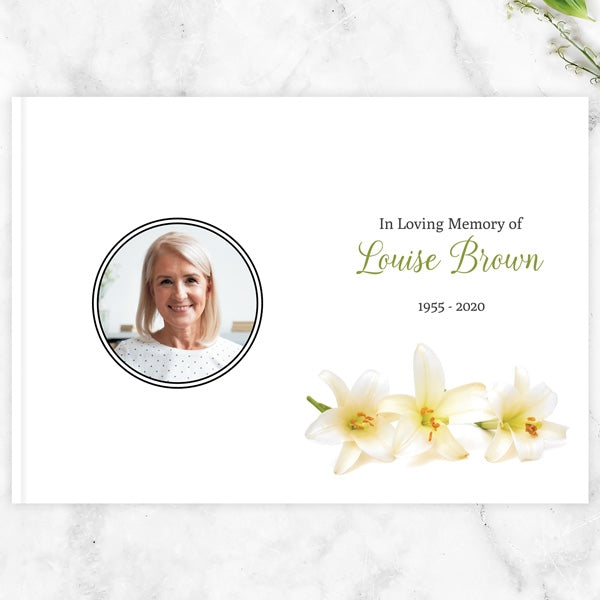 Condolence Guest Book - Three Lilies
