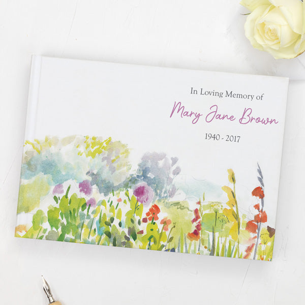 Condolence Guest Book - Watercolour Wildflowers