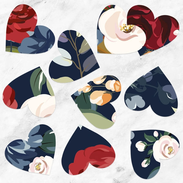 Navy Jewel Flowers - Heart Table Confetti