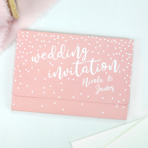 Confetti Script - Tri Fold Wedding Invitation & RSVP