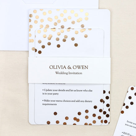 Confetti Shimmer - Foil Wedding Invitation & Information Card Suite