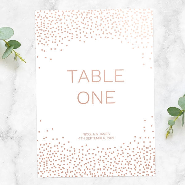 Confetti Sparkle Foil Table Name/Number