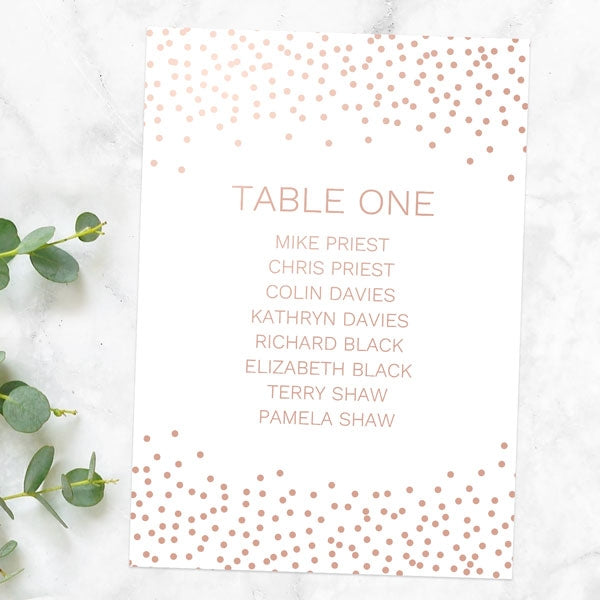 Confetti Sparkle - Foil Table Plan Cards