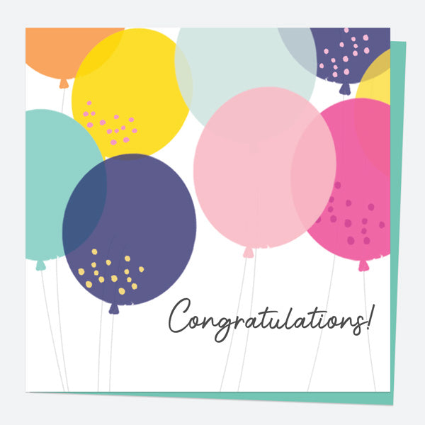 Congratulations Card - Colourful Balloons - Fast Delivery at Dotty ...