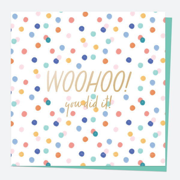 Luxury Foil Congratulations Card - Abstract Colours - Woohoo!