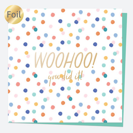 Luxury Foil Congratulations Card - Abstract Colours - Woohoo!