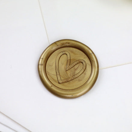 Wax Seals - Contemporary Heart Gold - Pack of 10