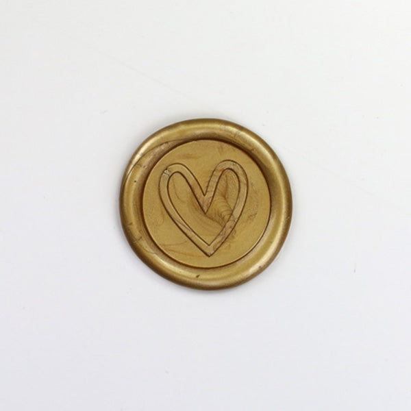 Wax Seals - Contemporary Heart Gold - Pack of 10