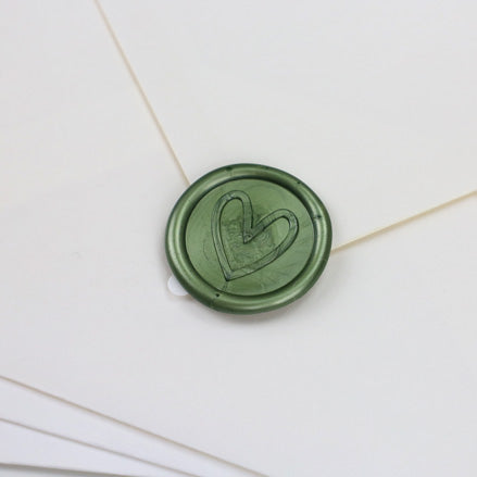 Wax Seals - Contemporary Heart Green - Pack of 10