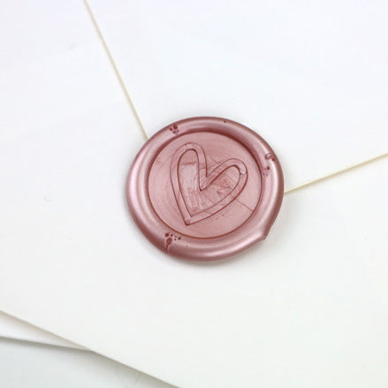 Wax Seals - Contemporary Heart Pink - Pack of 10