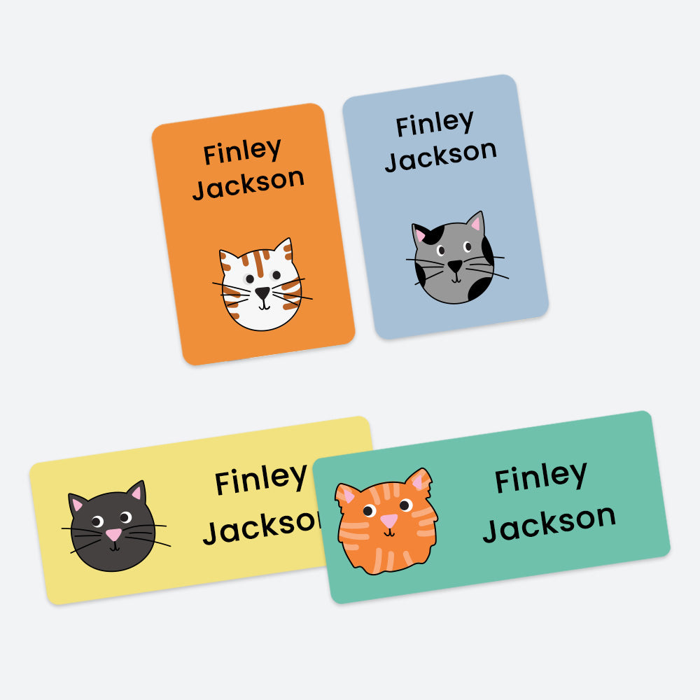 Mixed Pack Personalised Stick On Waterproof Name Labels - Cool Cats ...