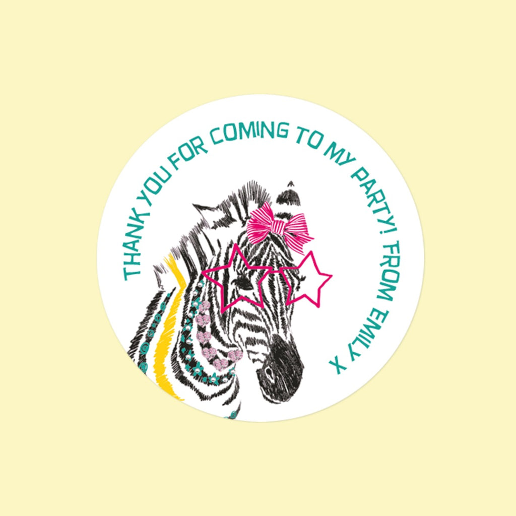 Cool Zebra - Sweet Bag Stickers - Pack of 35