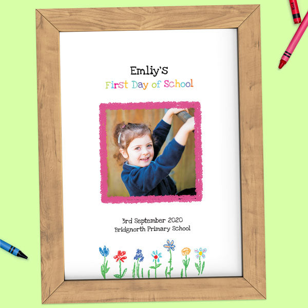 Personalised My First Day Print - Crayon Flowers