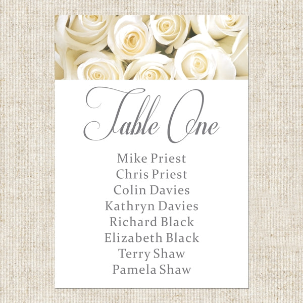 English Roses - Table Plan Cards
