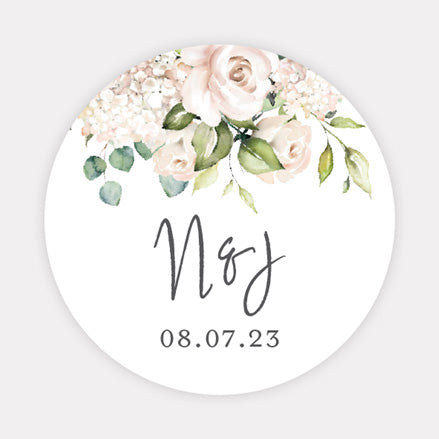 Cream Roses Wedding Stickers - Pack of 35