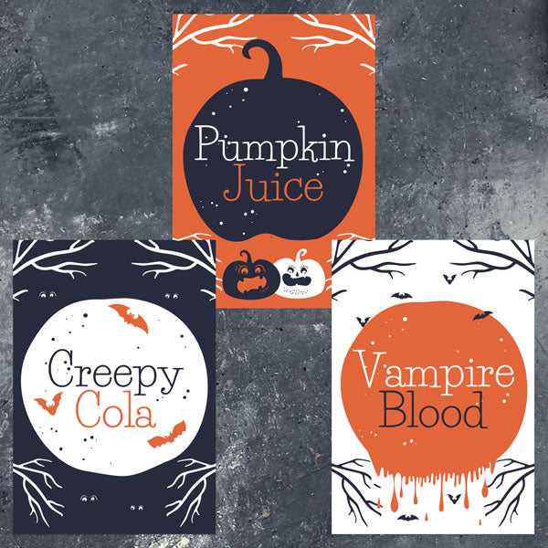 Creepy Pumpkin Castle - Halloween Bottle Labels - Assorted Pack of 9