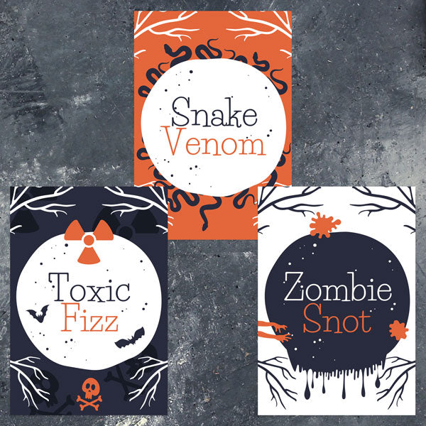 Creepy Pumpkin Castle - Halloween Bottle Labels - Assorted Pack of 9