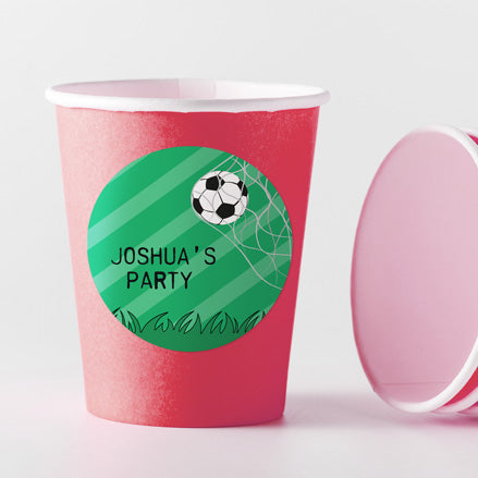 Kickin' Football - Red Cups and Round Stickers - Pack of 8