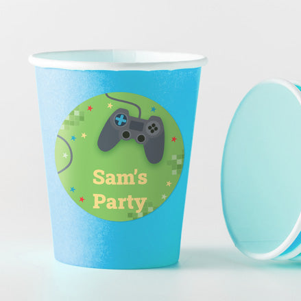 Gaming - Turquoise Cups and Round Stickers - Pack of 8