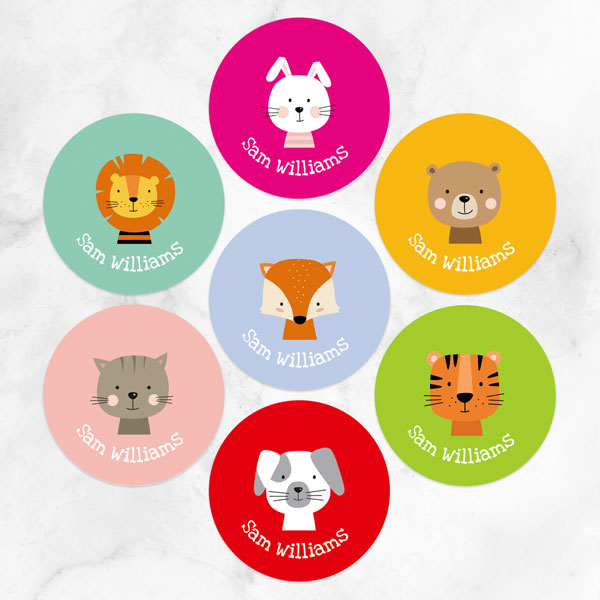 Cute Animals - Personalised Kids Stickers - Pack of 35