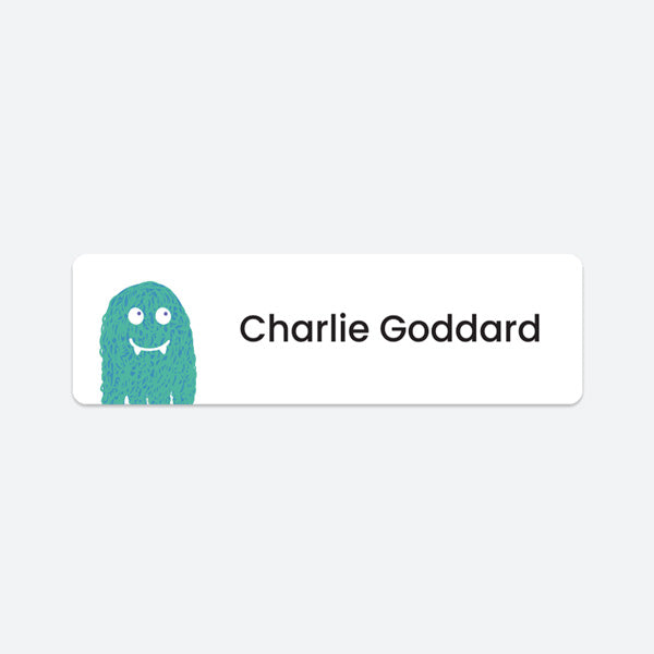 Medium Personalised Stick On Waterproof (Clothing/Equipment) Name Labels - Cute Monsters - Pack of 36