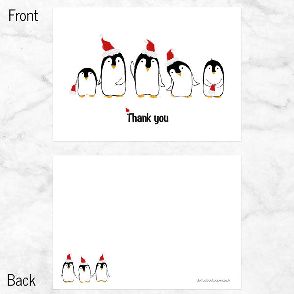 Christmas Thank You Cards - Cute Penguin Family - Pack of 10