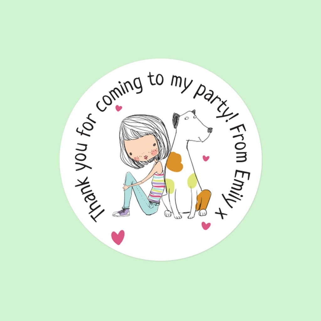Cute Girl & Dog - Sweet Bag Stickers - Pack of 35
