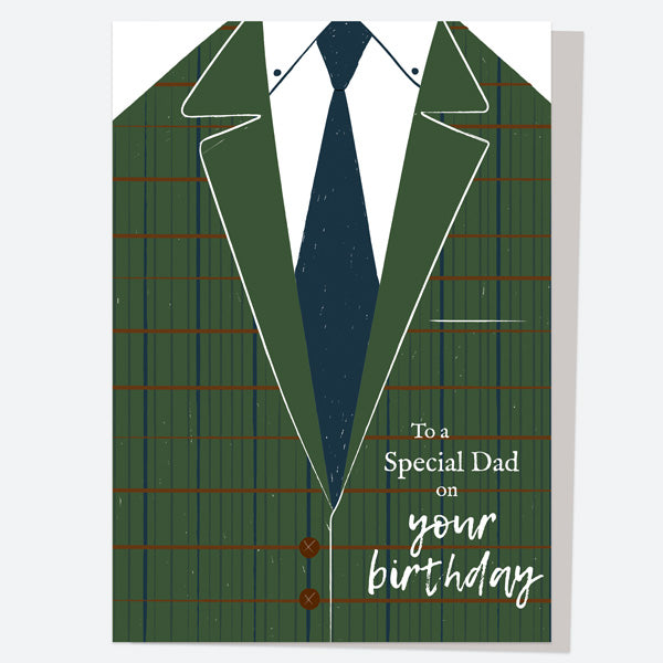 Dad Birthday Card - Green Tweed Suit - Dad