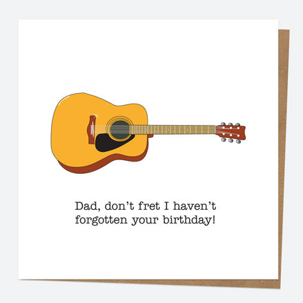 Dad Birthday Card - Hand Drawn Funnies - Guitar - Don't Fret - Dad