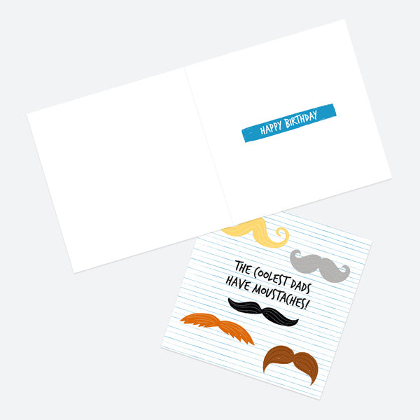 Dad Birthday Card - Moustaches - Coolest Dad