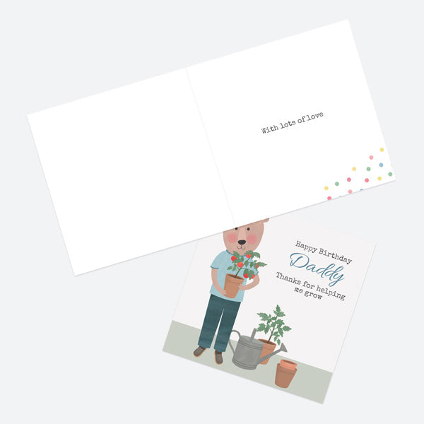 Dad Birthday Card - Dotty Bear Gardening - Daddy
