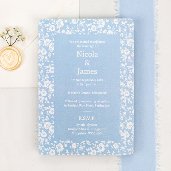 Dainty Flowers Iridescent Wedding Invitation