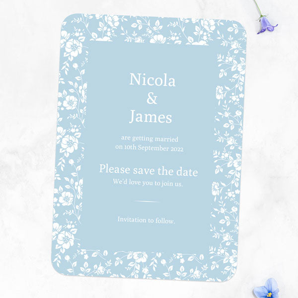 Dainty Flowers Iridescent Save the Date Cards