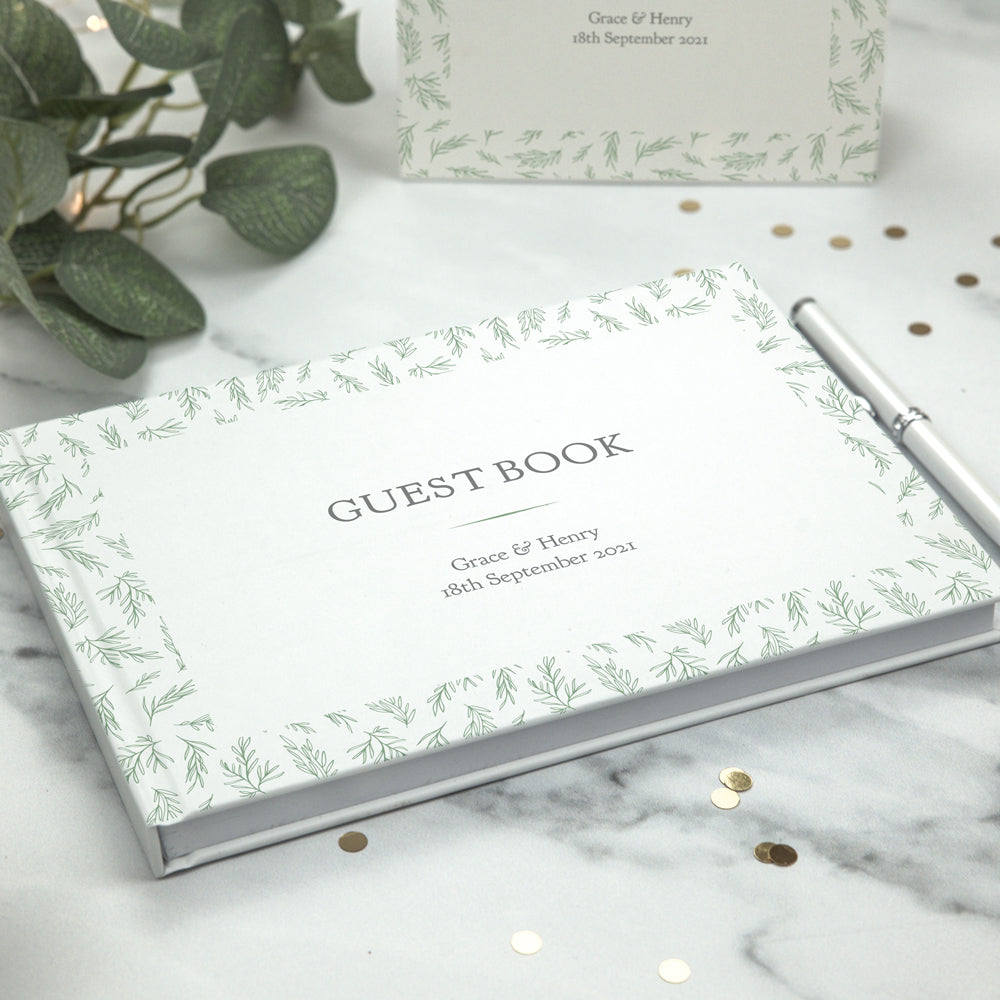 Dainty Leaf Border - Wedding Guest Book