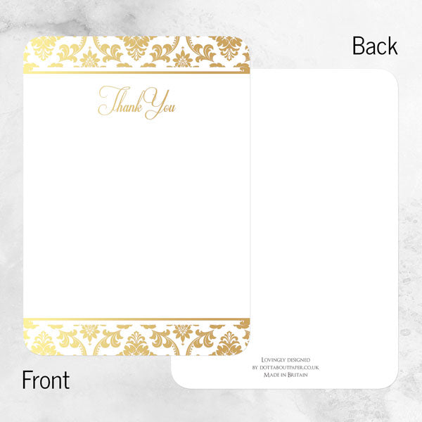 Foil Anniversary Thank You Cards - Damask Frame