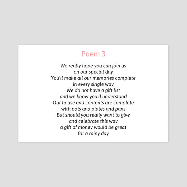 White Flower Garland - Gift Poem Cards