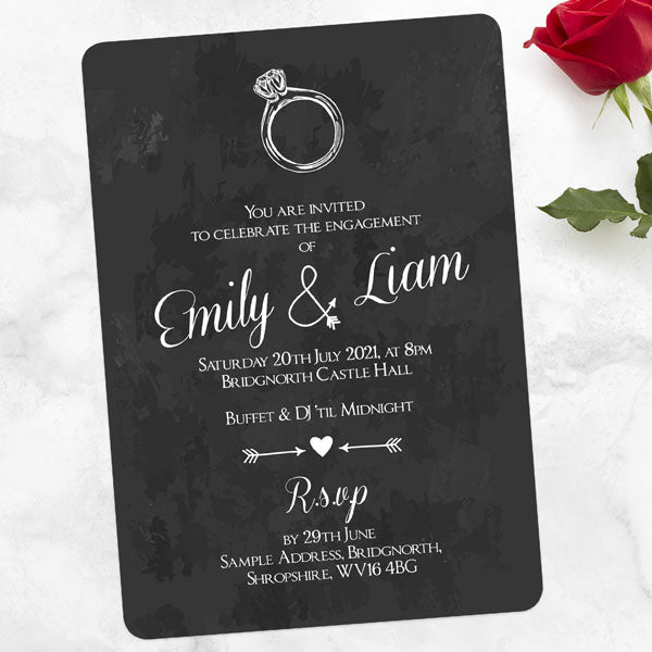 Engagement Party Invitations - Chalkboard Diamond Ring